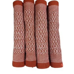 Set of 4 Table Placemats Rustic Red Orange and White Kitchenware